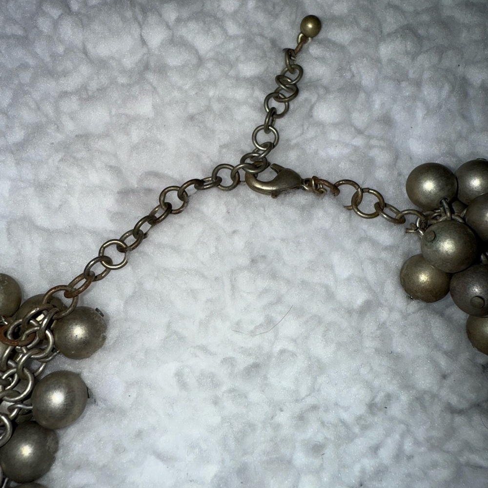 J.Crew Silver Cluster Beaded Statement Necklace - image 4